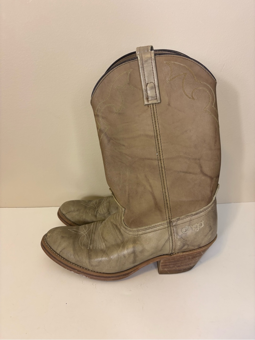 Dingo Taupe Leather Western Cowboy Boots Men’s 10
